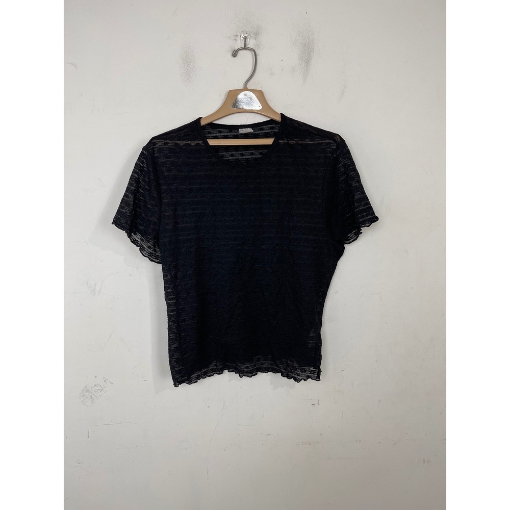 No Boundaries Women XXXL Black Sheer Lace Emo Goth Short Sleeve Top Lettuce Edge